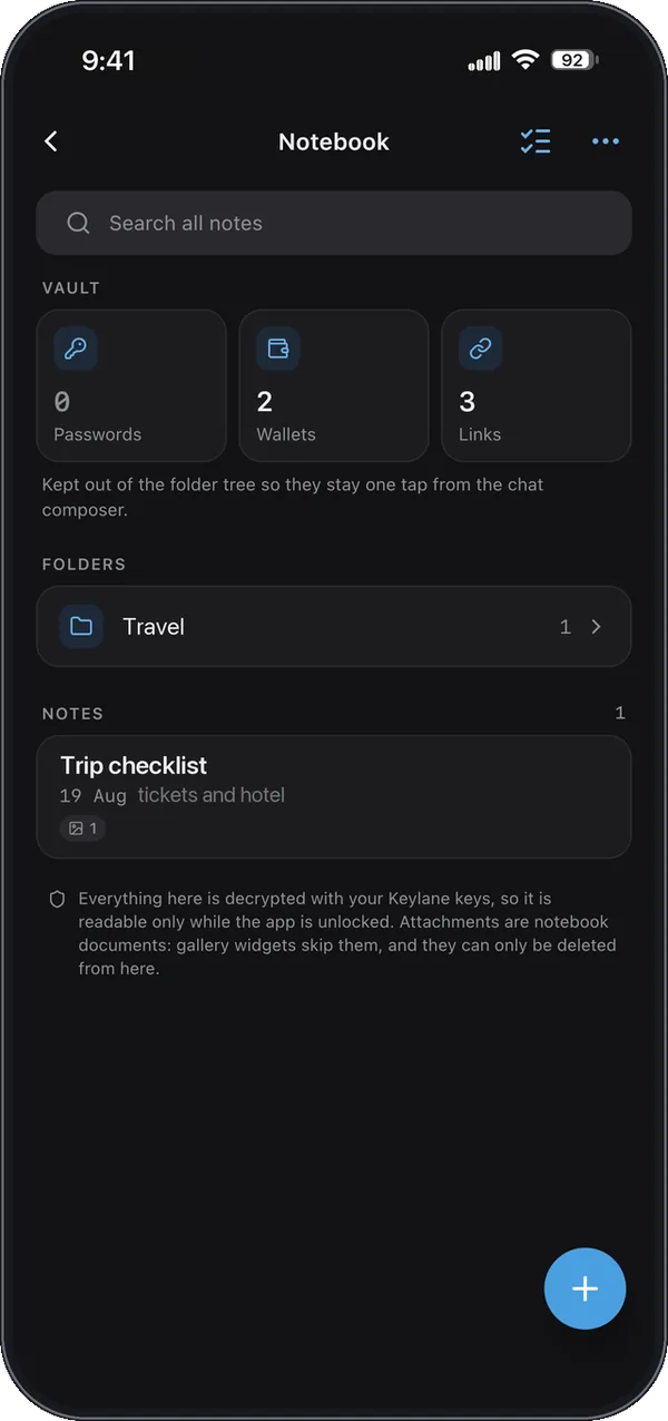 Keylane: Secure notebook